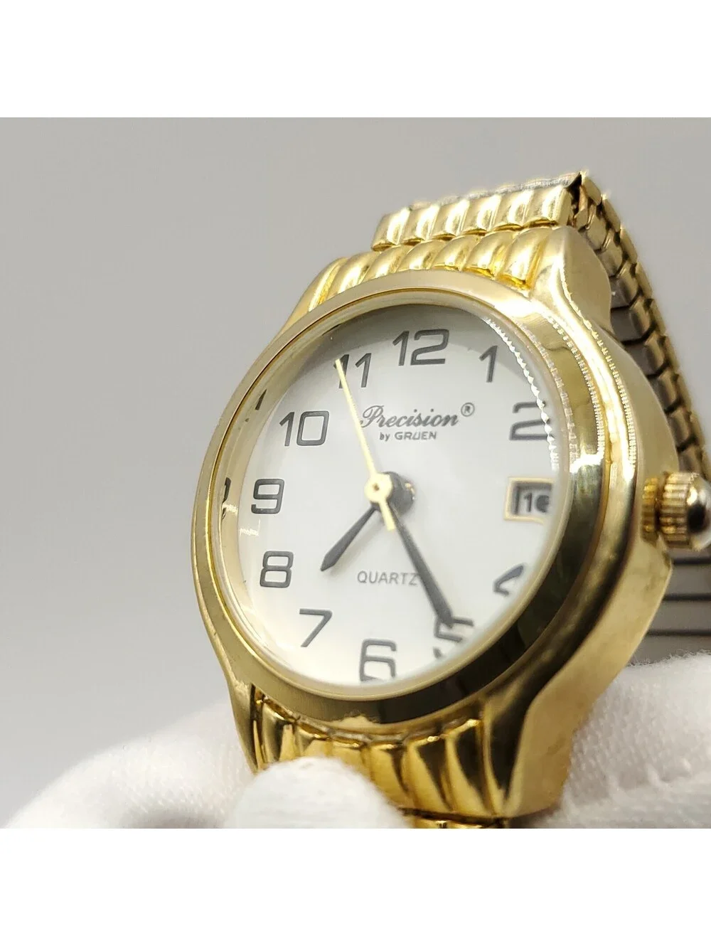 Gruen Precision Quartz Watch Women 24mm White Date Dial New Battery
